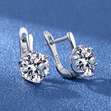 925 Sterling Silver Earrings Jewelry High Quality Retro Simple Pattern Purple White Zircon Earrings Hot Sale