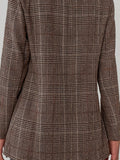 Women's Color-Block Plaid Flat-Lapel Single-Breasted Blazer