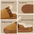 Winter Platform Plush Mules Slippers Women Fashion Belt Buckle Thick Plush Warm Home Fluffy Slides Outdoor Non Slip Cotton Shoes