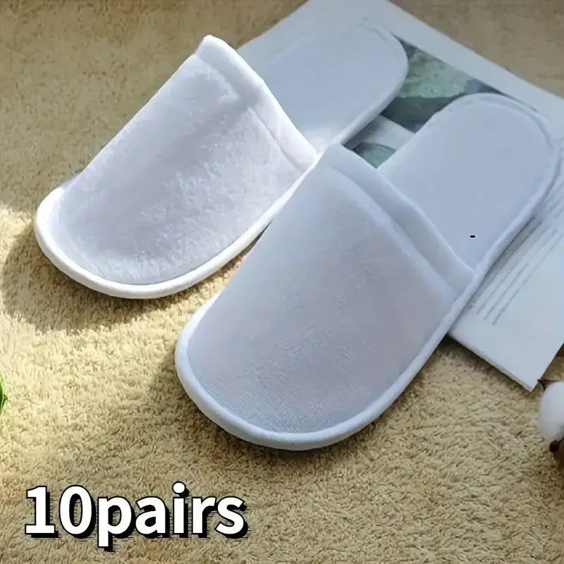 10pairs Spa Slippers Brushed Plush Closed-toe Disposable Slippers for Men and Women Suitable for Families Guest Hotel Tra