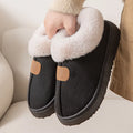 Fluffy Slippers Women Home Faux Suede Winter Furry Collar Closed Back Platform Shoes Unisex Couple Plush Indoor Slides Non-Slip