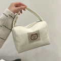 Plush Cosmetic Bags for Women Cute Soft Handbag Summer Fashion Large Capacity Trendy Storage Bag with Handle for Daily & Travel