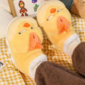 SHAJI Cute Yellow Chicken Plush Slippers For Women Men Couples Winter Warm Thick Non-Slip EVA Sole Soft Fluffy Indoor Home Shoes