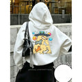 Women Casual Streetwear Hoodie Funny Cat Ufo Abduction Print Graphic Pullover Sweatshirt Autumn Winter Outfit Fall Clothes