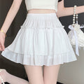 Korean Summer White Mini Skirts Women Fashion Slim Fit Chiffon Skirts Giris Y2k All Match Elastic High Waist Black Faldas