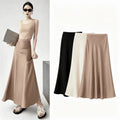 Solid Color Satin Skirt Slim Fit Acetic Acid Satin High Waisted Skirt Flowy Fabric Hip Hugging Design Midi Skirt Spring Summer