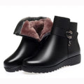 Leather Women Boots 2024 Winter Thick Wool Lined Genuine Leather Women Snow Boots Large Size Women Winter Shoes