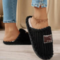 Autumn Winter Corduroy Home Slippers Women Lightweight Soft Sole Warm Cotton Slides Woman Indoor Non Slip Floor Shoes Plus Size