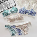 3/6pcsSeamless Bra Set, Low Rise Underwear, Leopard Print Bra, Sexy Lingerie Set, V-Neck Sports Bra, Women'S Cotton Lingerie Set