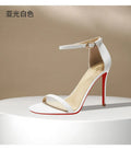 Strap sandals for women with slim heels for the summer of 2026, featuring exposed toes, sexy and fashionable nude high heels