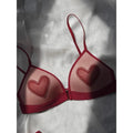 Women Hot Sale French Sexy Red Lingerie Set Wireless Front Buckle Embroidery Thin Triangle Cup Zodiac Year Bra and Panty 32-38AB