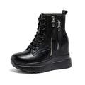 Women Ankle Boots Wedge White Leather Wedge Ankle Boots For Women With Side Zipper Design Round Toe Non Slip Thick Sole Comfortable Casual Outdoor New