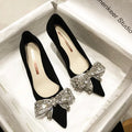 New Fashion Bowknot Pointed Toe High Heels Pumps Women's Stiletto White Pearl Bridal Wedding Shoes Banquet Party Dress Shoes