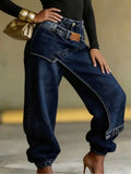 Women High Waist Jeans SHENGPALAE Women High Waist Wide Leg Jeans Layered Washed Asymmetrical Hip Hop Streetwear Summer 2026 New 05E02945