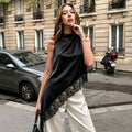 Chic Lace Irregular Women Blouses Shirt 2026 Summer Female Solid Pullover Tops Casual O Neck Office Blouse Ladies Tunic Blusas
