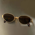 Retro punk Sun Protection Sunglasses Vintage New Women's Metal Oval Sun Glasses Ladies Classic Eyewear UV400 Gafas De Sol