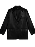 New Spring Autumn Women Elegant PU Leather Blazers Office Long Sleeve Jacket Blazer Slim Fit Lapel Flap Chic Women's Clothing