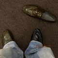 Loafers Flats Olive Green Wrinkled Leather Loafers Slip On Low Heel Casual Shoes Vintage Soft Leather Casual Dress Flats Trendy Men's Shoes