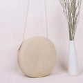 Women Minimalist Round Straw Crossbody Shoulder Vacation Handbag