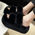 Spring and Autumn New Sponge Cake Thick Bottom Increase Plush Cotton Slippers Women Shoes Wear Home Woolen Shoes