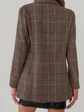 Women's Color-Block Plaid Flat-Lapel Single-Breasted Blazer