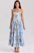 Floral Print Sling Long Dress Women 2026 Summer Slim Sleeveless Backless Maxi Dresses Female Holiday Beach Party Gown Vestidos