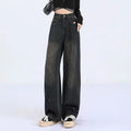 Spring And Autumn Retro High Wide-Leg Jeans For Women 2025 Trend New Small Size American Style Loose Straight Pants