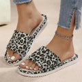 Linen Leopard Women's Slippers House Flats Spring Summer Designer Woman Shoes Trend Hemp Indoor Slides Ladies Soft Sole Open Toe