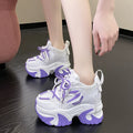 Spring Autumn Women Chunky Sneakers 10CM Hidden Heels Leather Casual Shoes Woman Crystal High Platform Ladies Sports Dad Shoes