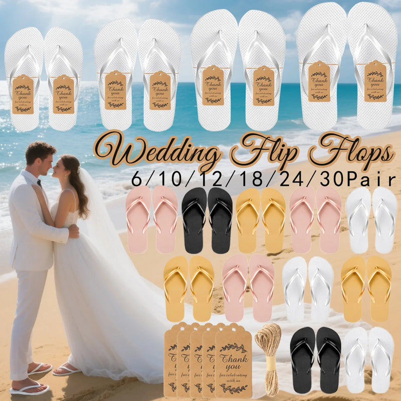 Sandals Wedding Favors 6-30Pairs Flip Flops for Wedding Guests Sandals Slippers with Cards Woman Men Wedding Favors Hen Beach Pool Party
