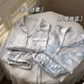 2PCS Pjs Sleepwear Set Sexy Print Women Pajama Trouser Suits Spring New Ice Silk Rayon Night Wear Homewear Loose Loungewear