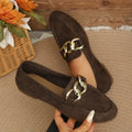 2026 Hot Sale Women Flat Shoes Outdoor Metal Decor Slip on Soft Sole Shallow Loafers .Comfortable Casual Walking Shoes for Women
