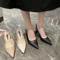 Summer Fashion New Pointed Toe Stiletto Heel Shallow Mouth Breathable PU Comfortable and Elegant Women's Shoes Sexy Sandals