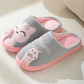 Winter Warm Fur Slippers Cartoon Cat Non-Slip Women and Men Soft House Indoor Home Bedroom Boys Girl Memory Foam Floor Shoes