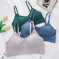 Women Ribbed Seamless Bralette Wireless Padded Bra Adjustable Thin Straps Soft Comfort Breathable Casual Brassiere Lingerie