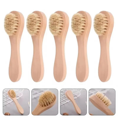 1-6Pcs Cleansing Face Brush Wooden Animal Hair Facial Deep Cleansing Massage Care Tool Face Washing Product Skin Care Brush