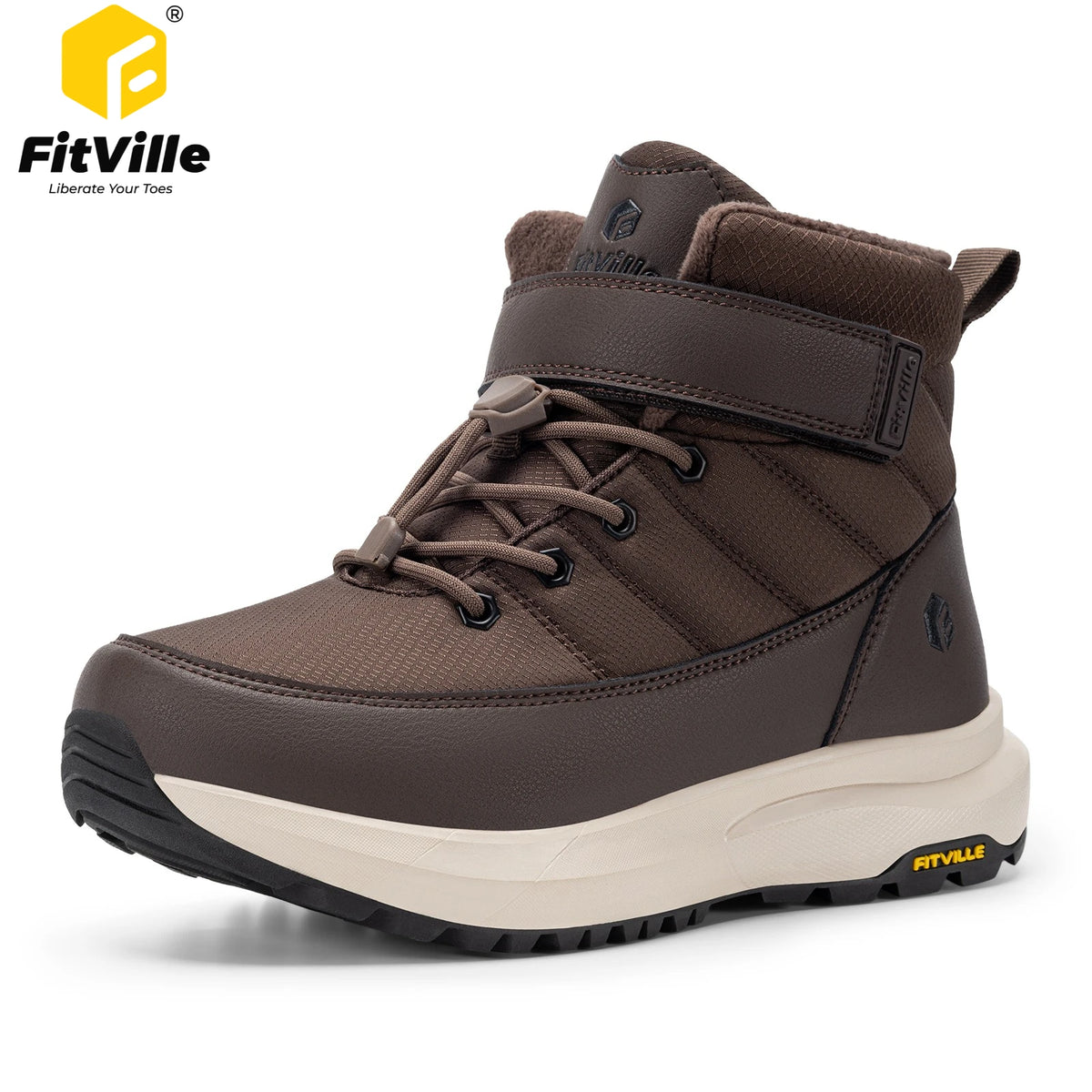 FitVille Women's Winter Boots Extra‑Wide Toe Hiking Boot Water‑Repellent Warm Fleece Lined Non‑Slip Ladies Snow Shoes for Women