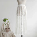 Transparent Sexy Lace Mesh Skirt Elastic High Waist Black White Tulle  Mini Skirts Womens Skirt  Korean Fashion