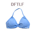 DFTLF Sports Strappy Bra Women Halter Thin Strap Seamless High Support Breathable Soft Push Up Yoga Pilates Gym Workout Fitness