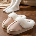 Fluffy Fur Thick Bottom Mules Slippers Women Winter 2026 Warm Short Plush Outdoor Slippers Brand Suede Cotton Shoes for Women