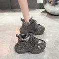 Luxury Rhinestone Casual Women's Chunky Sneakers Comfort Soft Soled Loafers 2026 Fashion Solid Splicing Women Shoes Кеды Женские
