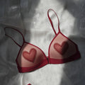 Women Hot Sale French Sexy Red Lingerie Set Wireless Front Buckle Embroidery Thin Triangle Cup Zodiac Year Bra and Panty 32-38AB