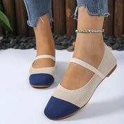Women's Lightweight Knit Flats Fashion Mix Color Flat with Mary Jane Shoes for Women Square Toe Comfort  Size 36-42