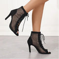 2026Summer New Pupms Women High Top Dance Shoes Ballroom Salsa Tango Sandals Girl Fashion Party Mesh Cutout High Heel Sandalias