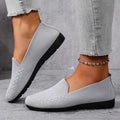 Women's new solid-color knitted loafers: lightweight, non-slip, flat casual shoes that are versatile and breathable.