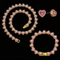 ZAKOL 3pcs/set Hot Sale Hip Hop Tennis Chain Bracelet Necklace Earrings Jewelry Set for Women Men Fashion Party Jewelry Gift