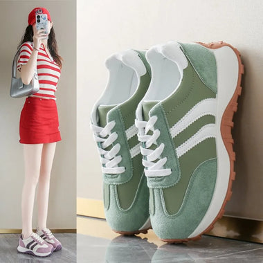 Fashionable New Style Elegant Lace Up Casual Shoes Women Spring/Autumn Round Toe Thick Sole Anti Slip Comfortable Sports Shoes