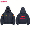 2026 New Men's Red Bull Logo Double-Hood Hoodie – Sporty, Balaclava-Style, Gothic & Harajuku Aesthetic, Zip-Up, Fast Shipping