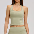 Women Sports Bra Women Brushed Fabric Square Neck Racerback Sports Tank Top Built In Bra Tight Fit Quick Dry Cropped Yoga Fitness Running Vest
