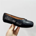 Genuine leather Split Toe Women Ballet Flats Tabi Shoes Casual Slip-on Loafers Ladies Pleated Espadrilles Zapatillas Mujer
